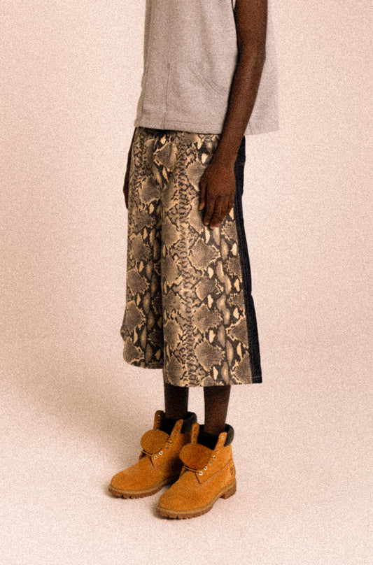 PYTHON LEATHER JORTS